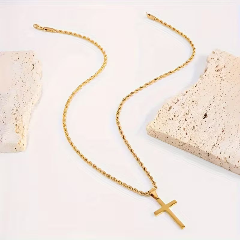 Collier Pendentif Croix en Acier Inoxydable Unisexe