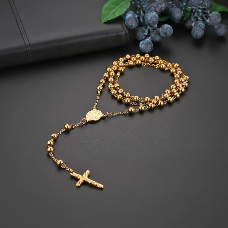 Collier Pendentif Croix Bible Jésus Homme en Acier Inoxydable