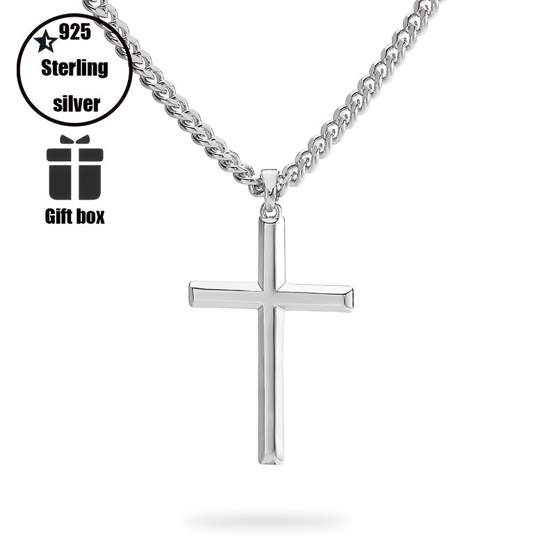 Collier Pendentif Croix en Argent 925 Hip-Hop