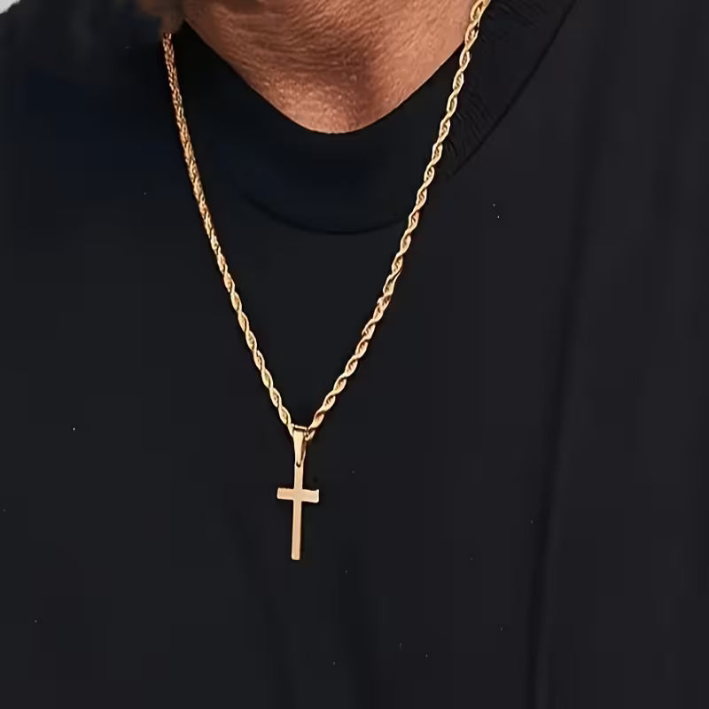 Collier Pendentif Croix en Acier Inoxydable Unisexe