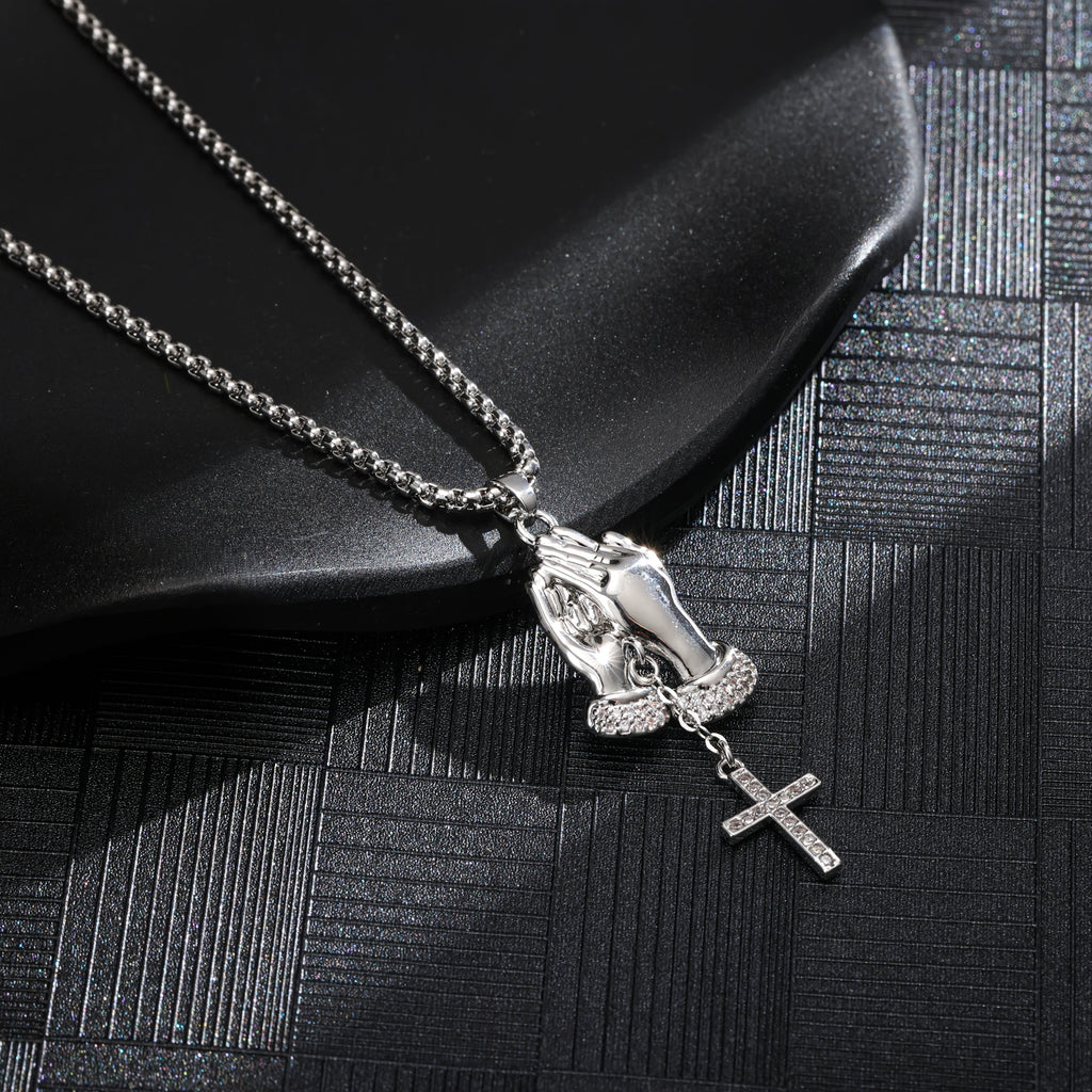 Collier Pendentif Croix de Prière en Argent 925