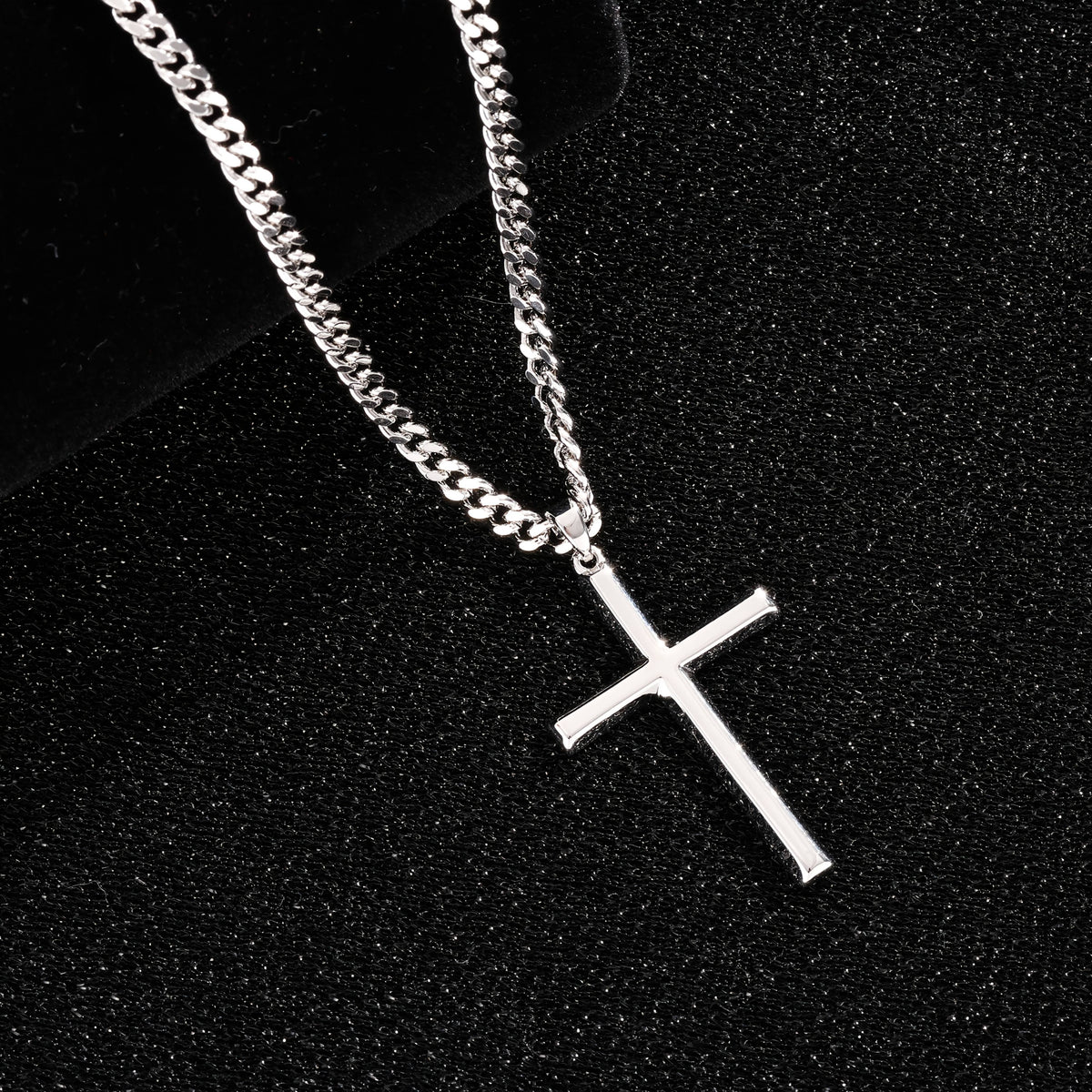 Collier Pendentif Croix en Argent 925 Hip-Hop