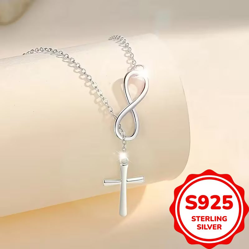 Collier Pendentif Croix Infinie en Argent 925 pour Femme