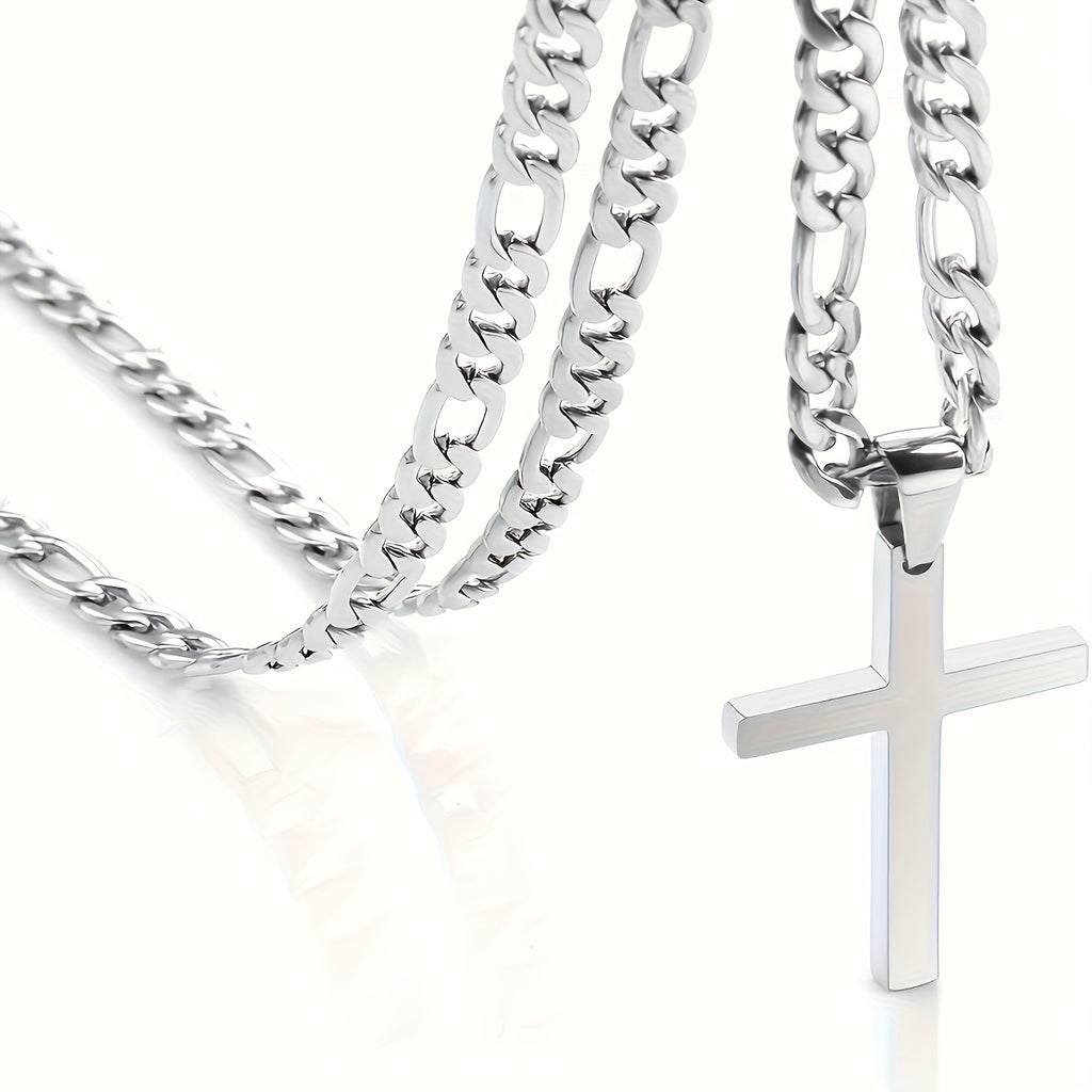 Collier Pendentif Croix en Acier Inoxydable pour Homme