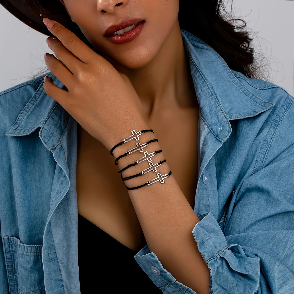 Lot de 5 Bracelets Croix pour Femme